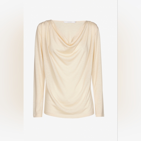 Talbots Top Womens Stretch 3/4 Sleeve Cowl Drape Neck Black Cream Size 3X Office - Picture 8 of 8